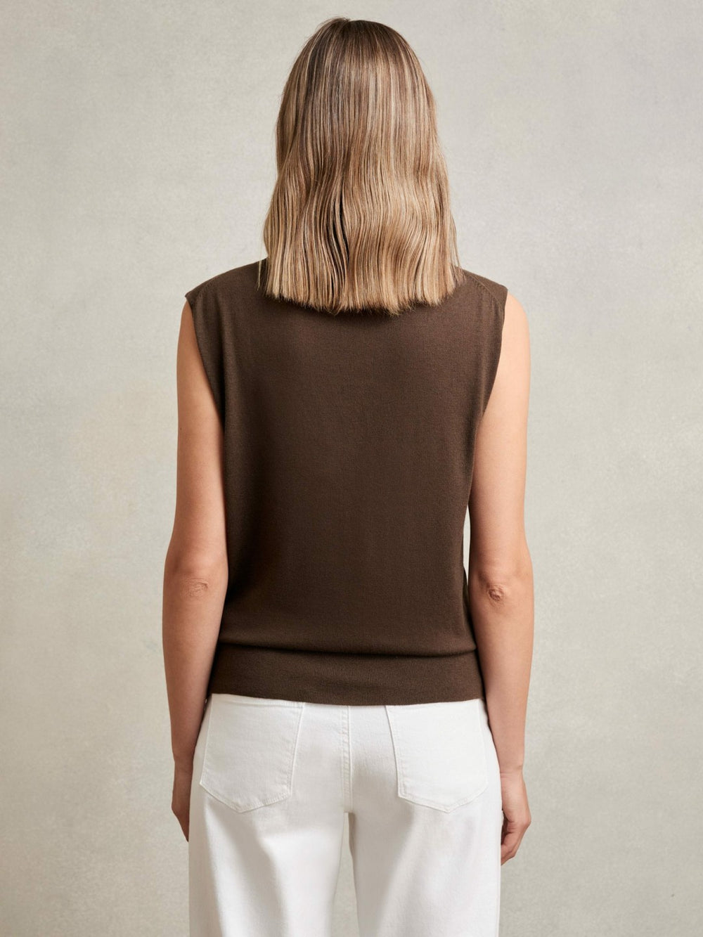 Wool Slouched Sleeveless Top Chocolate | Women