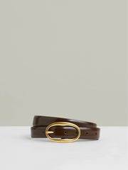 Patent Leather Oval Buckle Belt Chocolate | Women