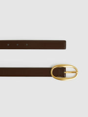 Patent Leather Oval Buckle Belt Chocolate | Women