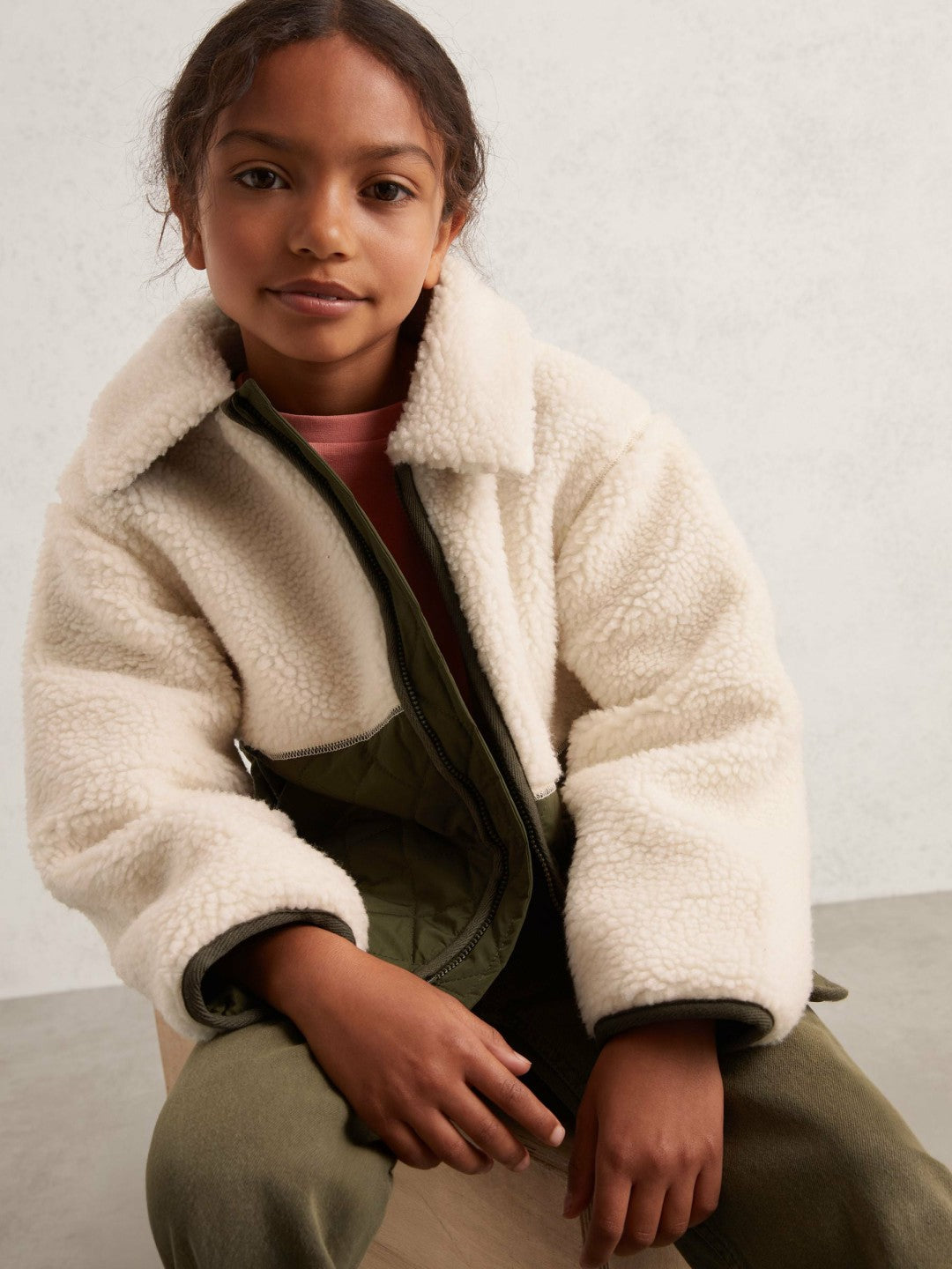 3-9 yrs Quilted Borg Jacket Ecru | Children & Baby