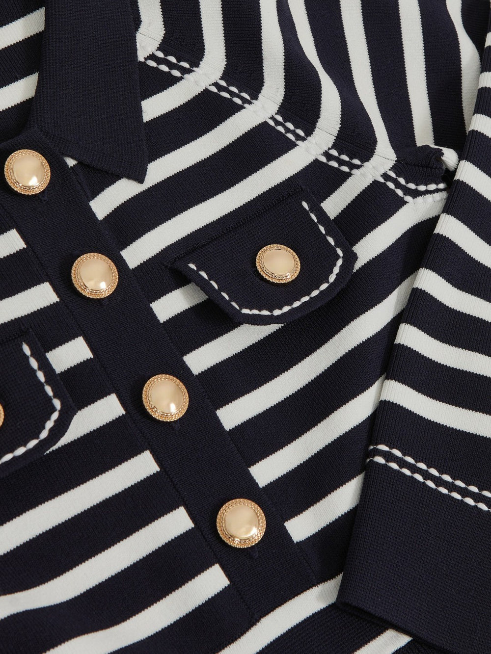 9-13 yrs Button-Detail Stripe Knitted Dress Navy/White | Children & Baby