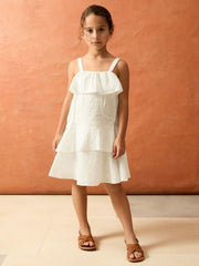 9-13 yrs SmileyWorld Broderie Logo Dress Ivory | Children & Baby