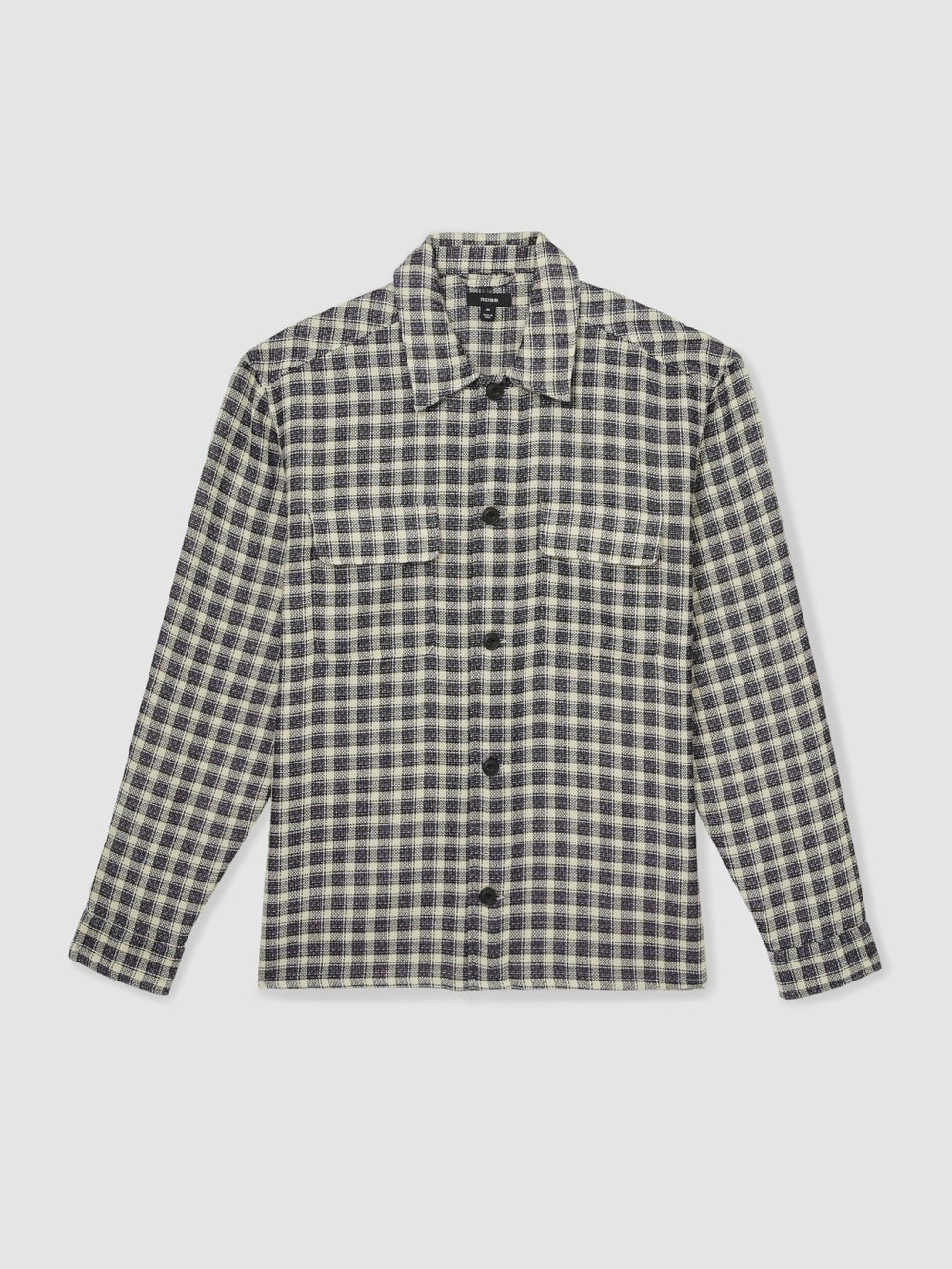 Woven Check Twin Pocket Overshirt Navy/White | Men