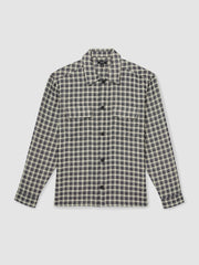 Woven Check Twin Pocket Overshirt Navy/White | Men