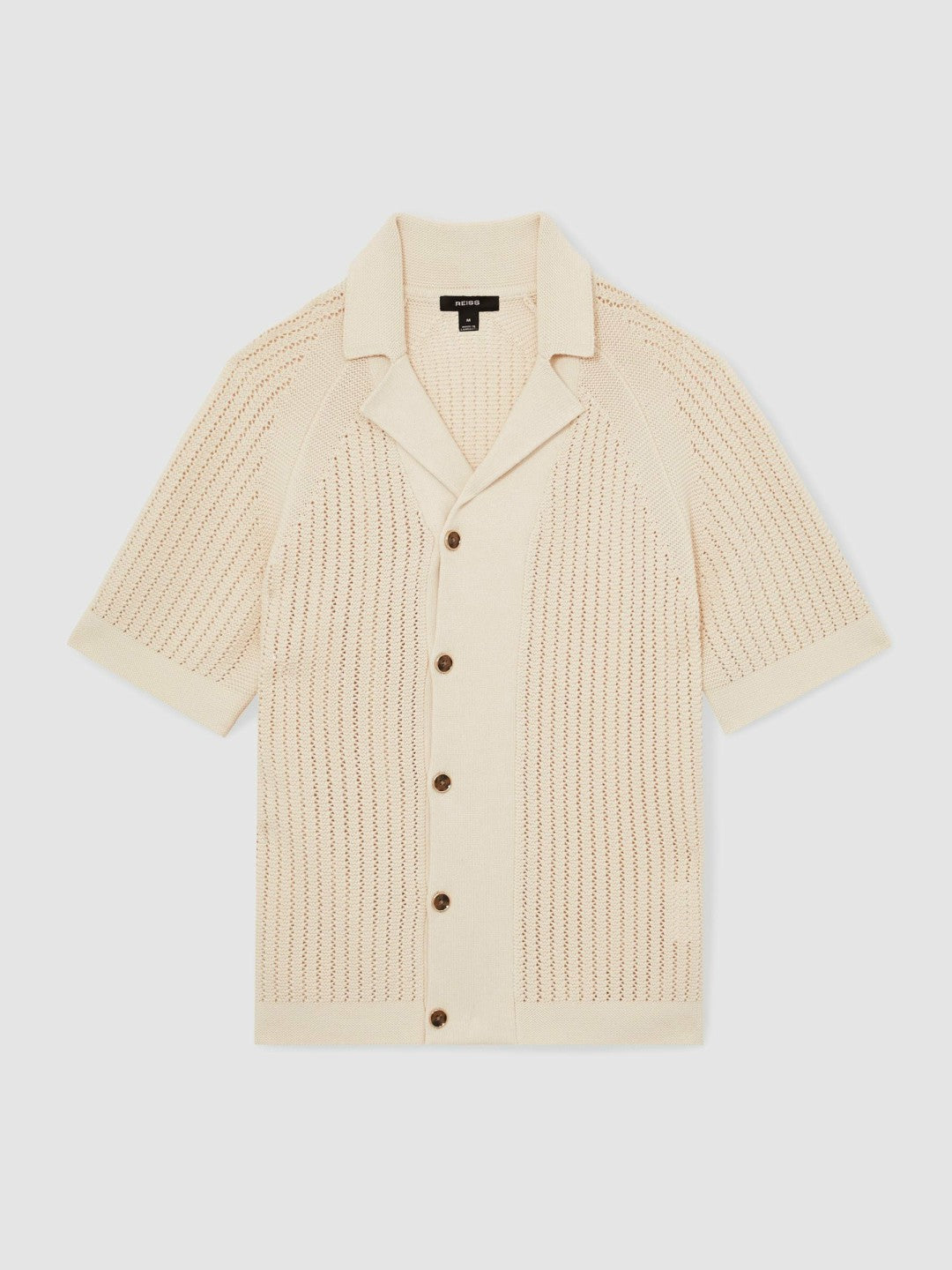 Cotton Textured-Knit Cuban-Collar Shirt Light Stone | Men