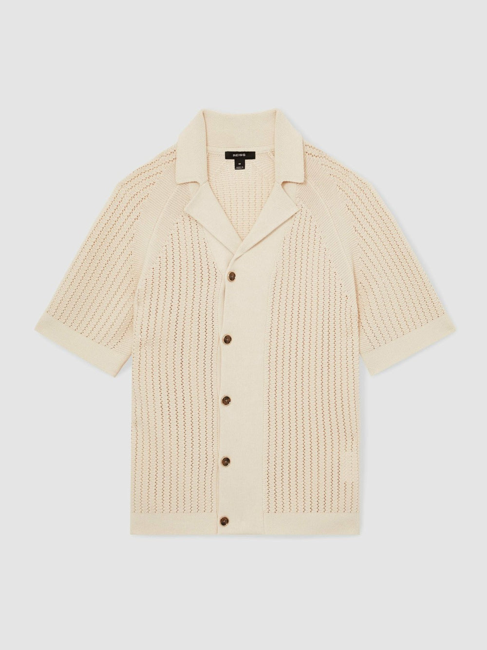 Cotton Textured-Knit Cuban-Collar Shirt Light Stone | Men