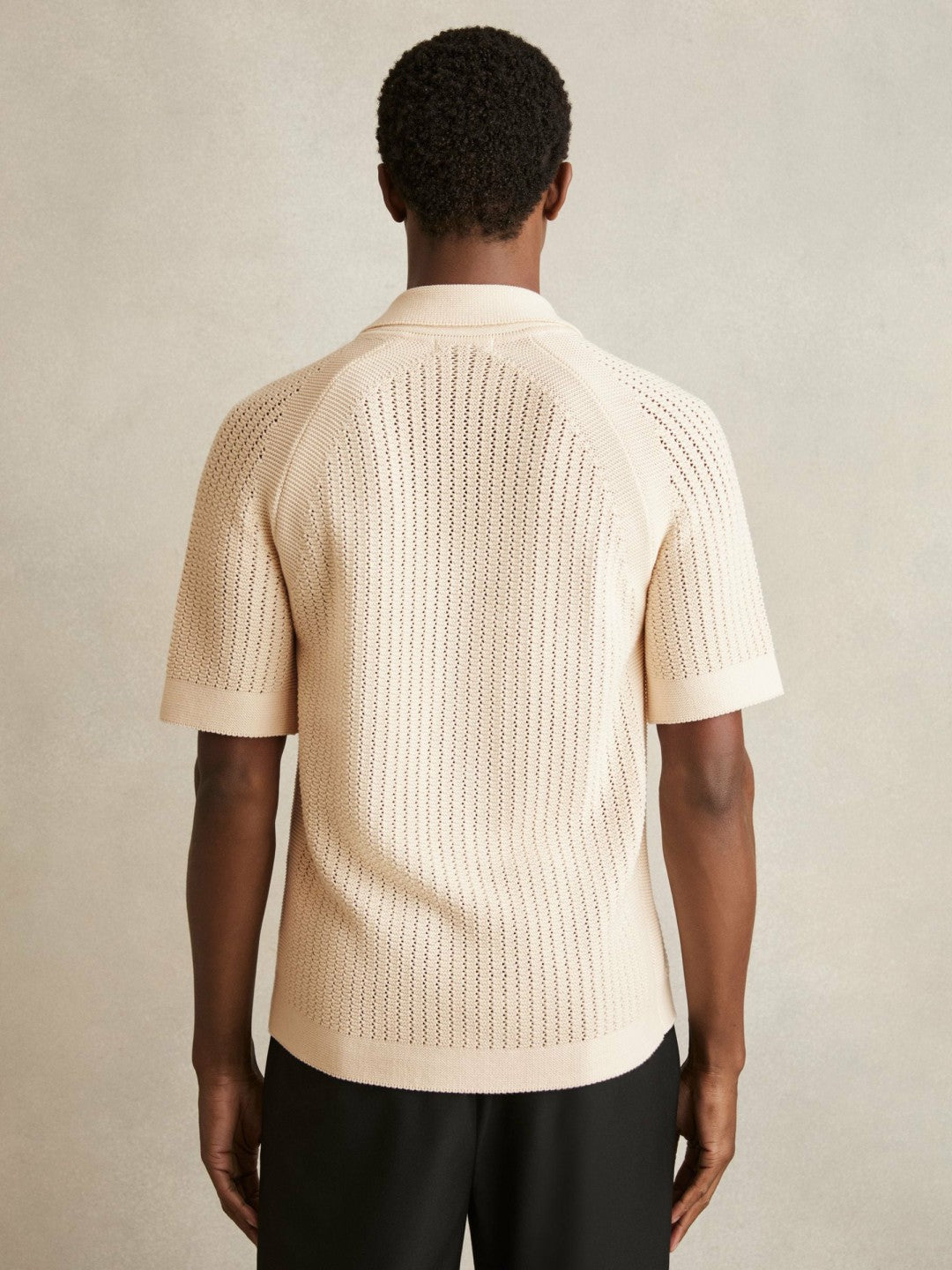 Cotton Textured-Knit Cuban-Collar Shirt Light Stone | Men