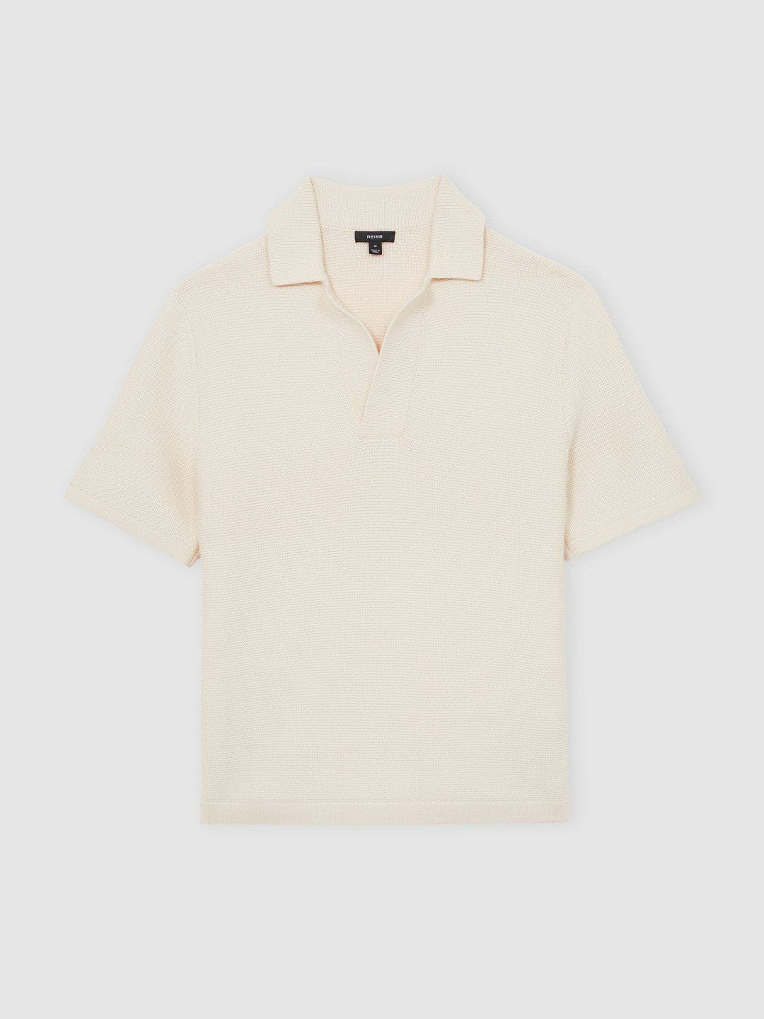 Oversize Textured Polo Shirt Cotton-Blend Off White | Men