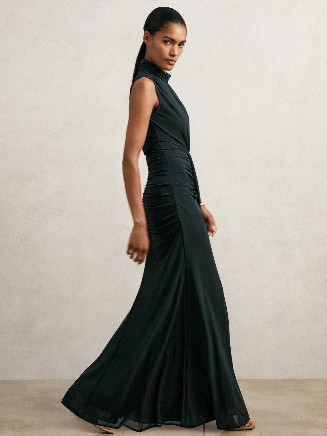 Sheer Ruched Maxi Dress Teal | Women