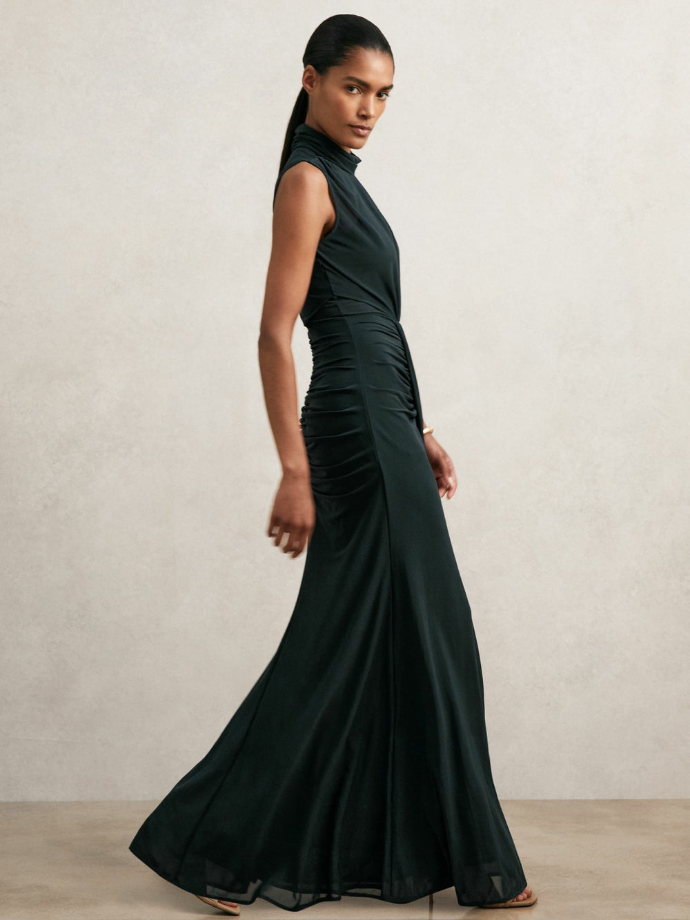 Sheer Ruched Maxi Dress Teal | Women
