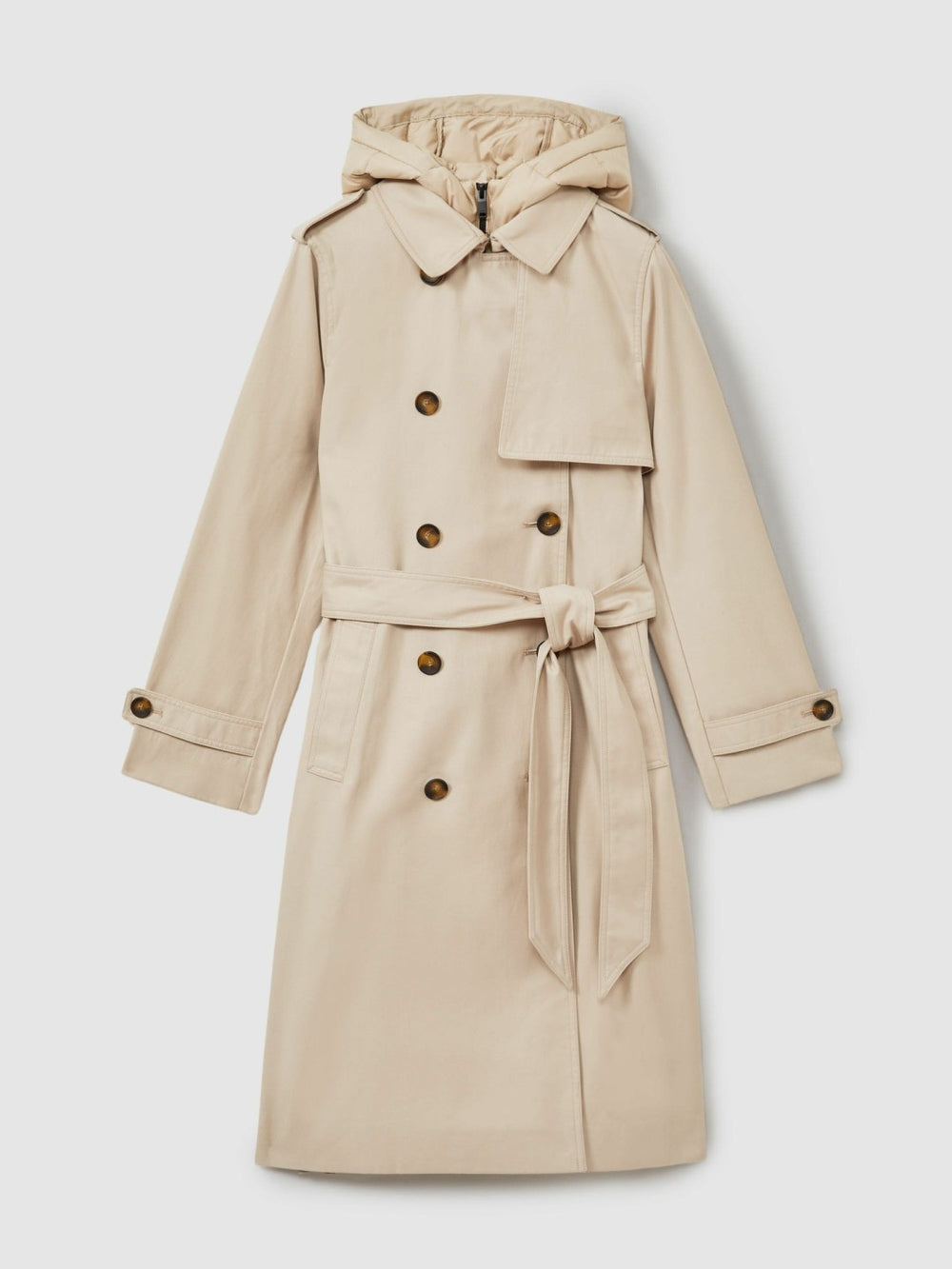 Petite Hooded Insert Trench Coat Stone | Women
