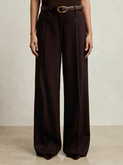 Petite Wool-Blend Wide-Leg Suit Trousers Aubergine | Women