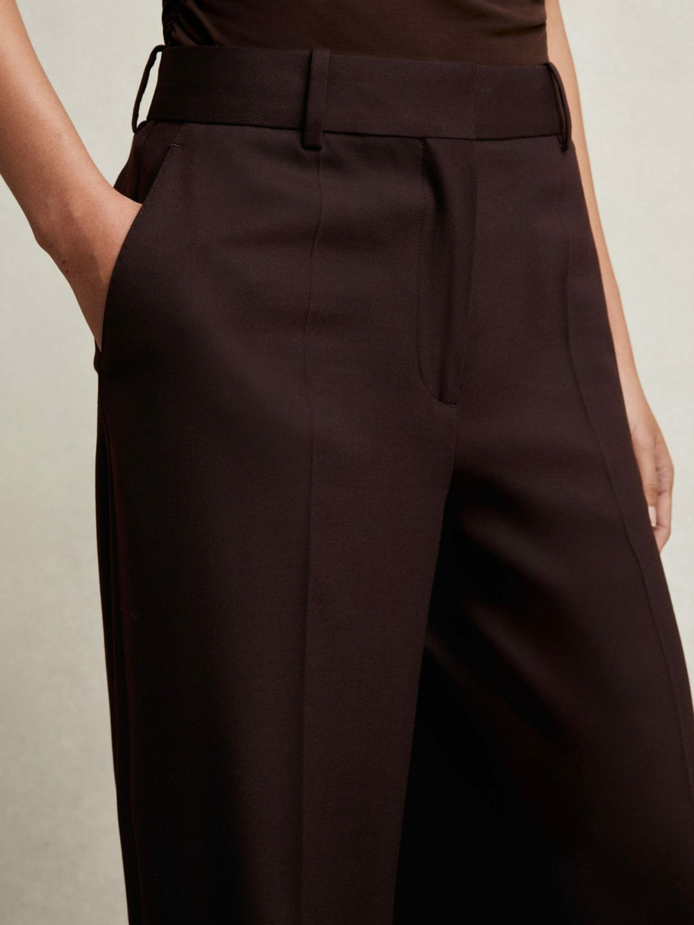 Petite Wool-Blend Wide-Leg Suit Trousers Aubergine | Women