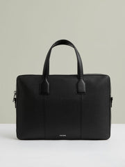 Micro-Grain Leather Briefcase Black | Men
