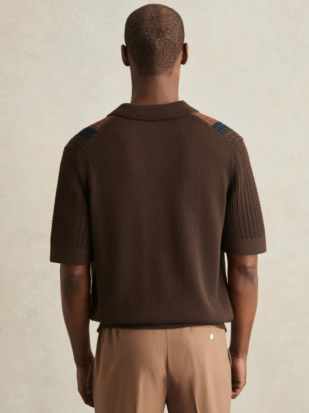 Cotton Textured-Knit Stripe Shirt Brown Multi | Men