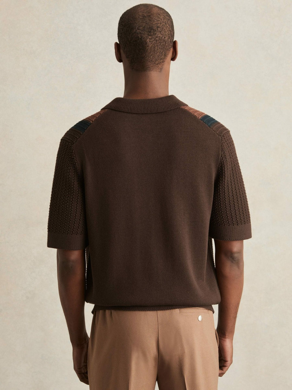 Cotton Textured-Knit Stripe Shirt Brown Multi | Men