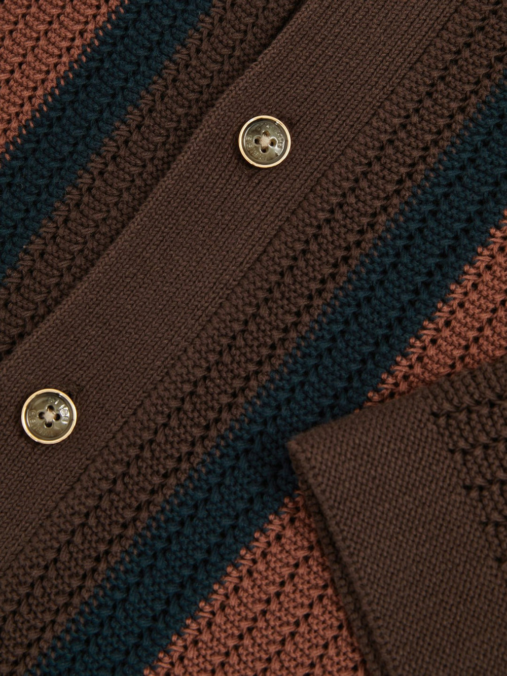 Cotton Textured-Knit Stripe Shirt Brown Multi | Men