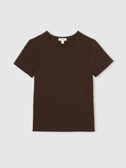 Stretch-Cotton Crew-Neck T-Shirt Chocolate Brown | Women
