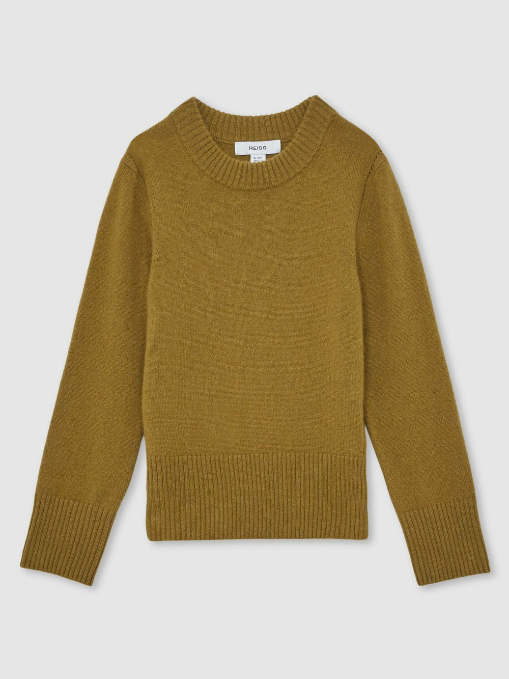 9-13 yrs Wool-Blend Open-Stitch Jumper with Cashmere Khaki Green | Children & Baby
