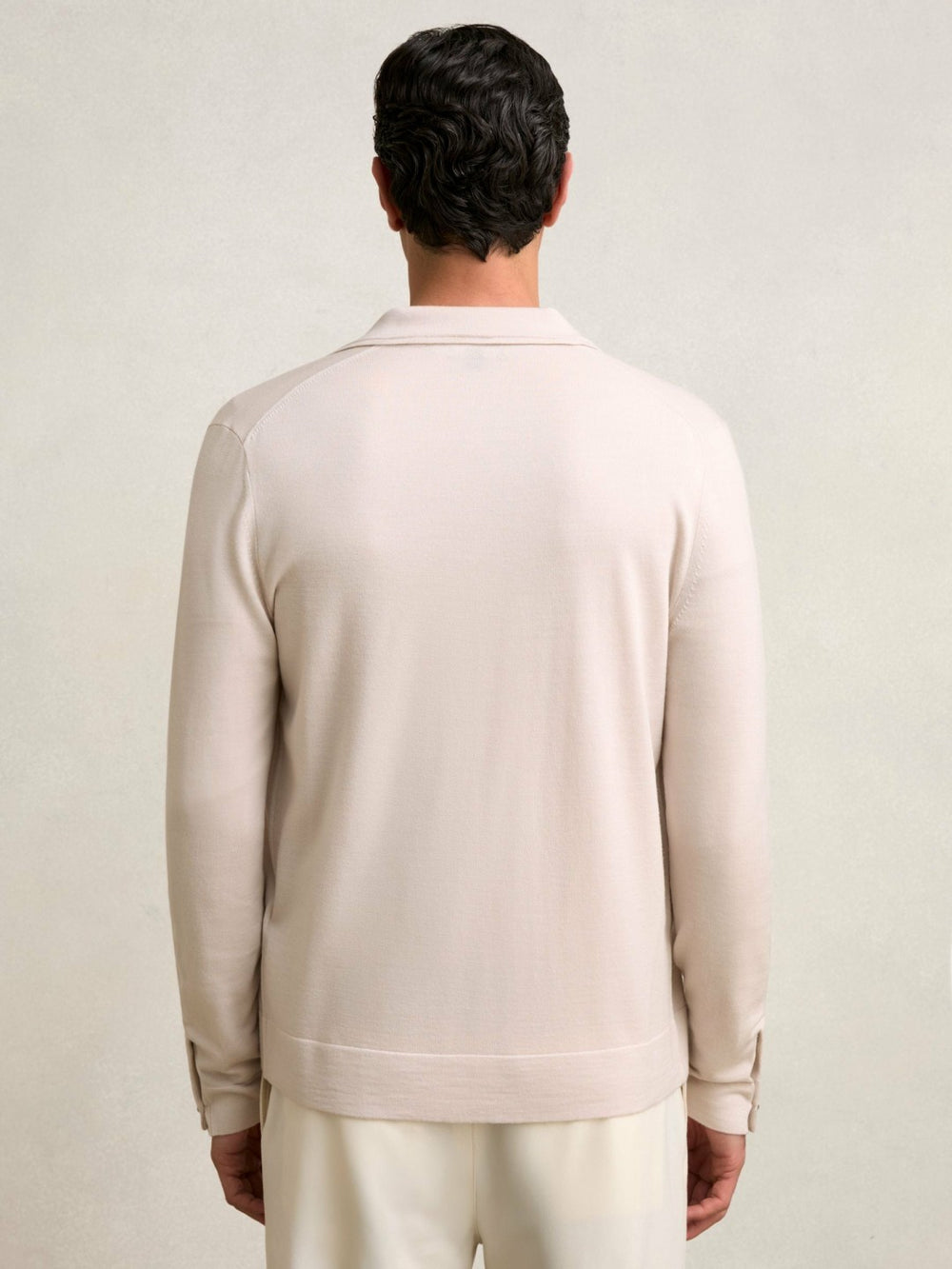Merino Wool Button-Through Cardigan Beige | Men