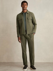 Drawstring Technical Cuffed Trousers Green | Men