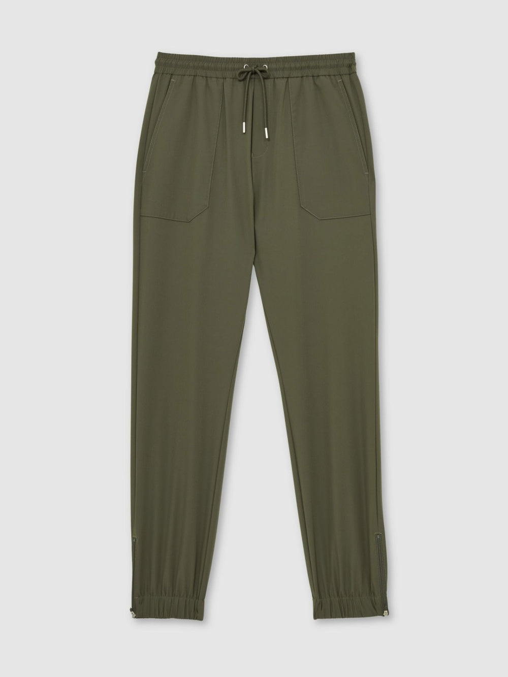 Drawstring Technical Cuffed Trousers Green | Men