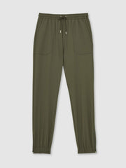 Drawstring Technical Cuffed Trousers Green | Men