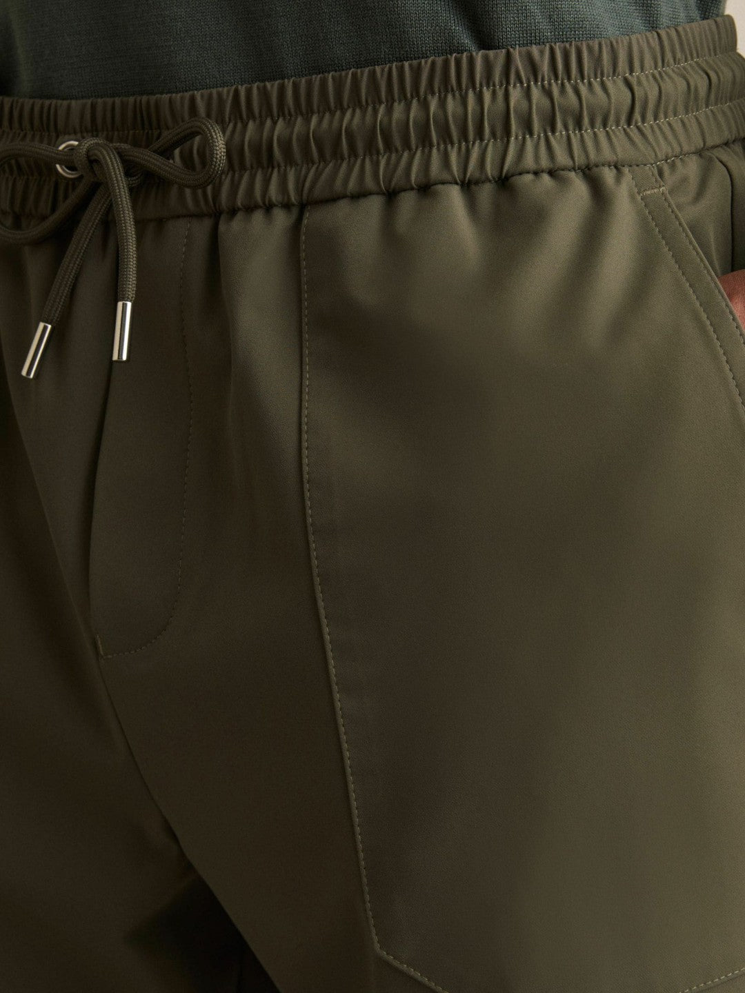 Drawstring Technical Cuffed Trousers Green | Men