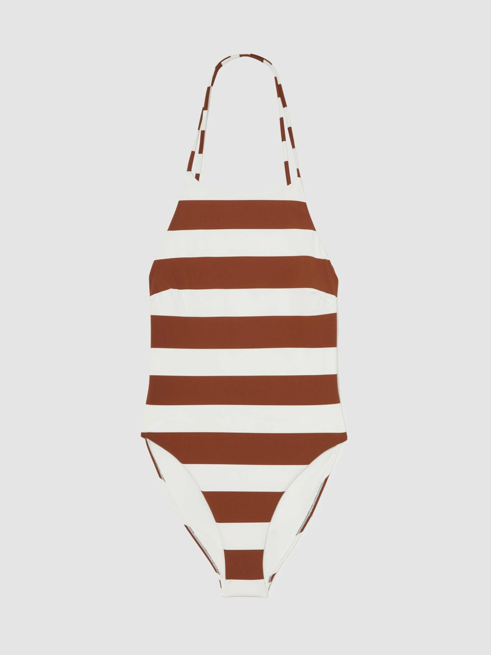Stripe Cross-Back Swimsuit Brown/White | Women