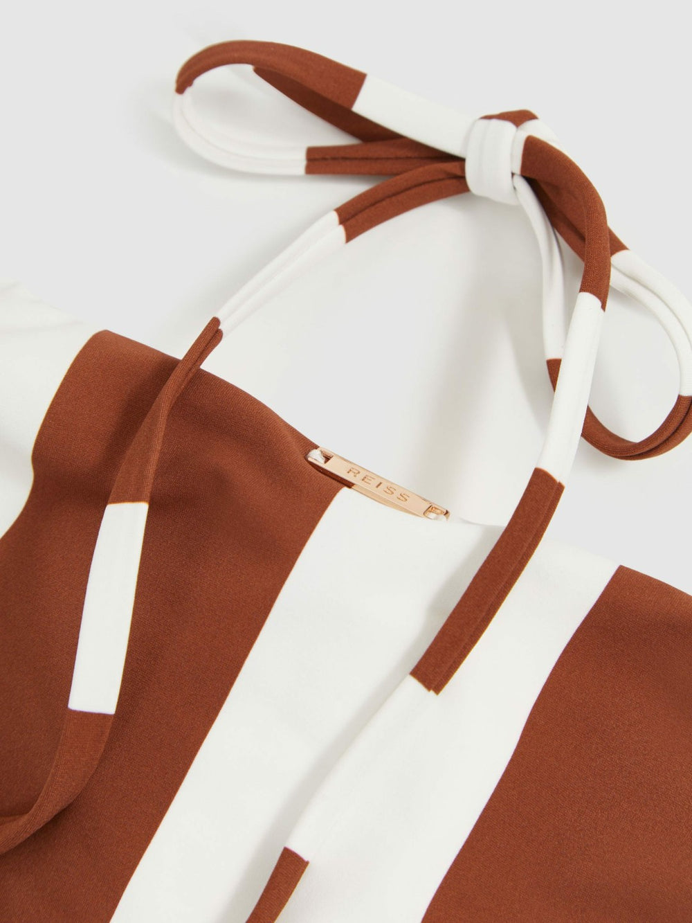 Stripe Cross-Back Swimsuit Brown/White | Women