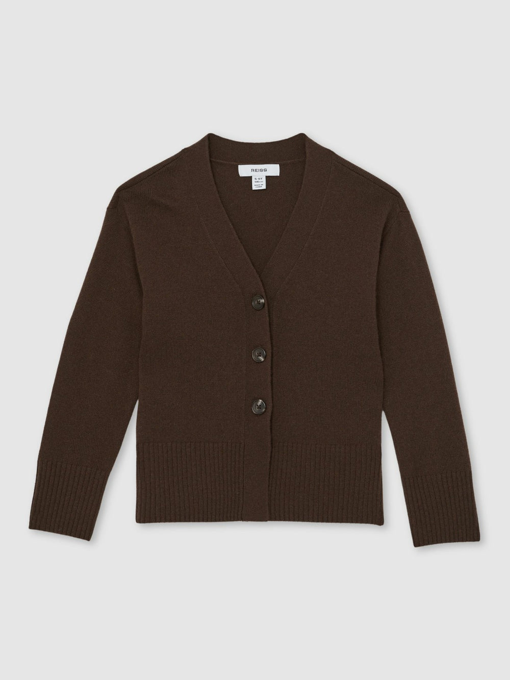 13-14 yrs Wool-Blend Fitted Cardigan With Cashmere Brown | Children & Baby