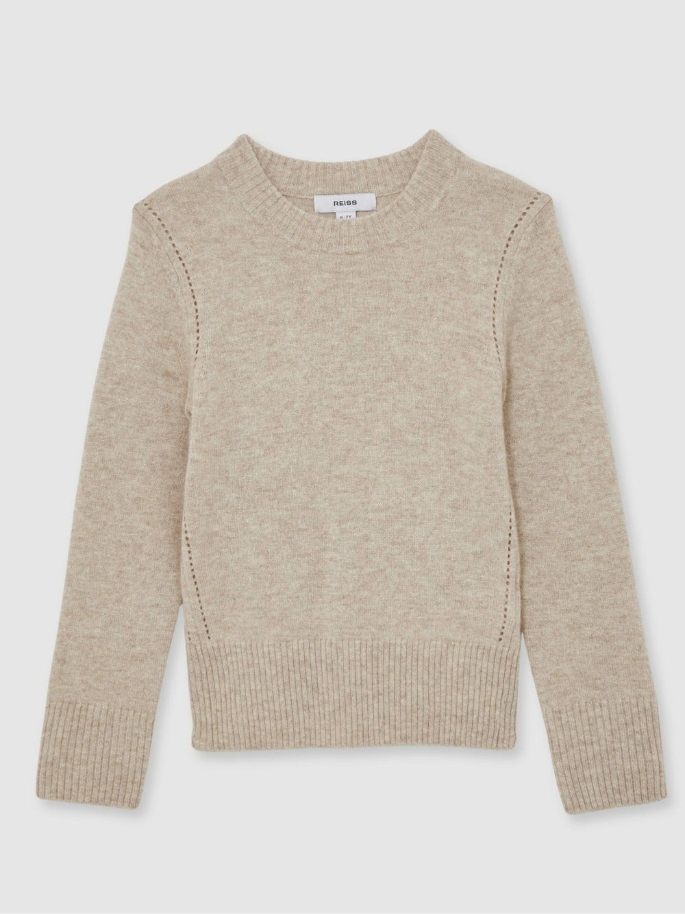 9-13 yrs Wool-Blend Open-Stitch Jumper with Cashmere Oatmeal | Children & Baby