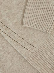9-13 yrs Wool-Blend Open-Stitch Jumper with Cashmere Oatmeal | Children & Baby