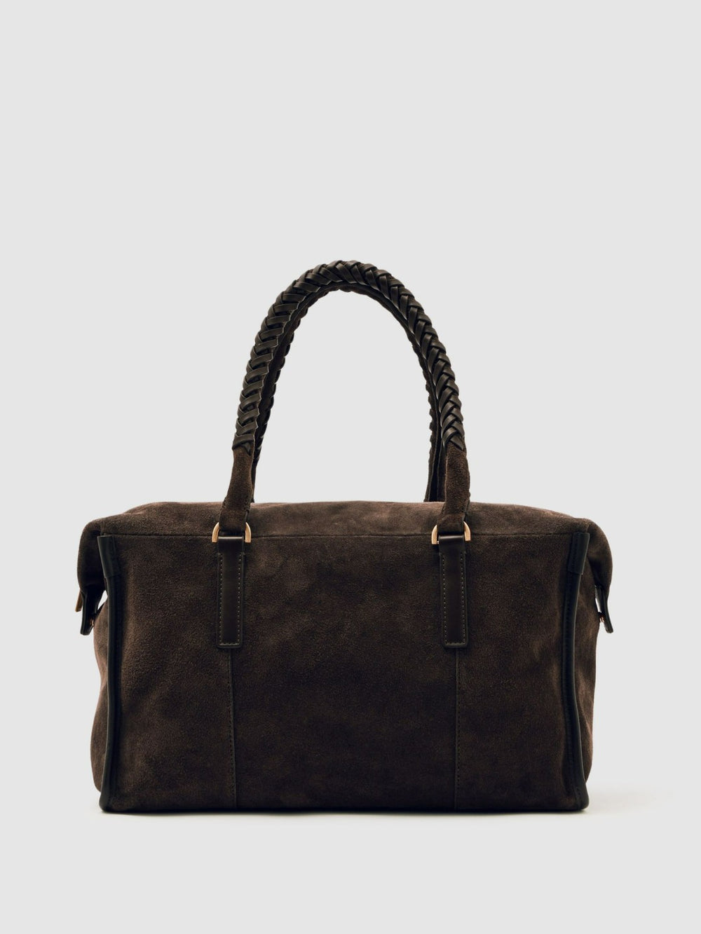 Suede Braided-Strap Bowling Bag Chocolate | Women