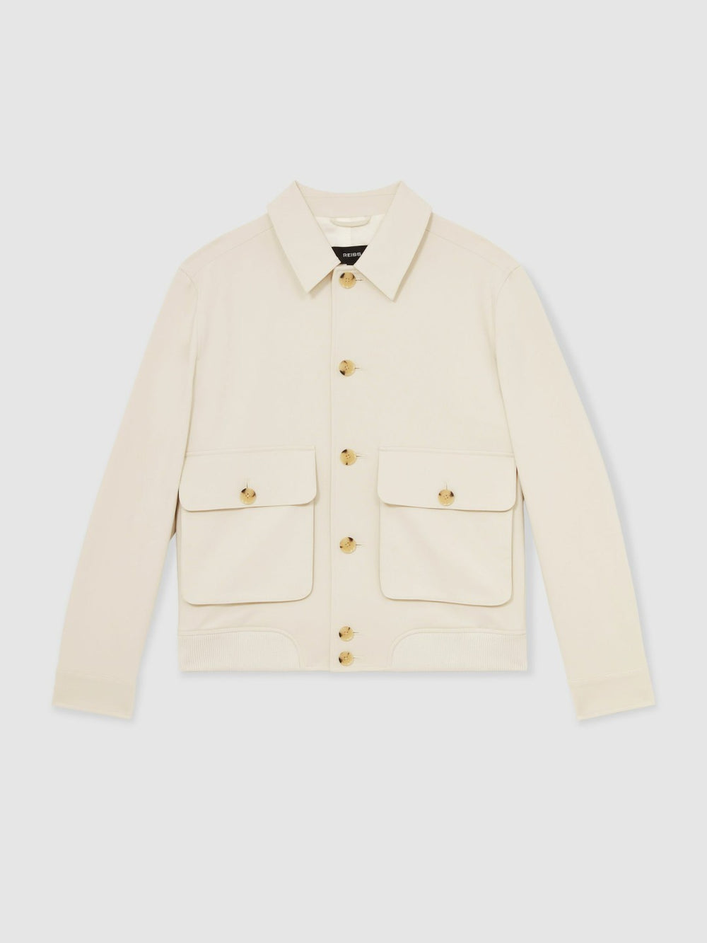 Cotton-Blend Button-Through Jacket Light Stone | Men