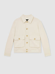 Cotton-Blend Button-Through Jacket Light Stone | Men