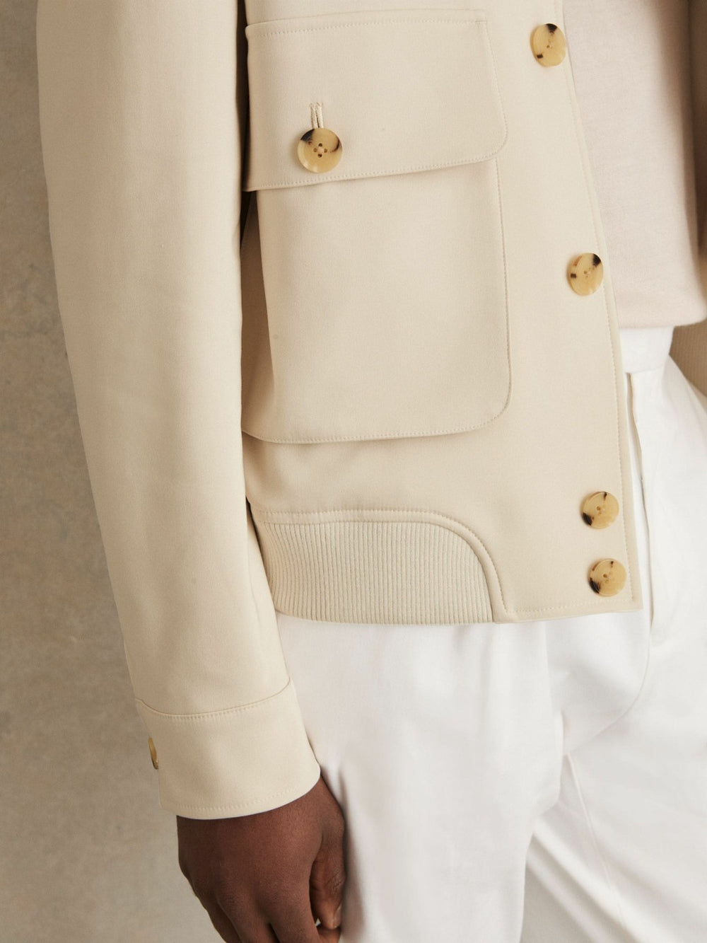 Cotton-Blend Button-Through Jacket Light Stone | Men