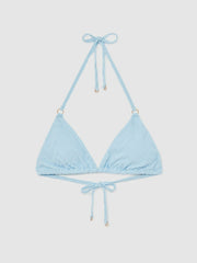 Textured Wave Triangle Bikini Top Blue | Women