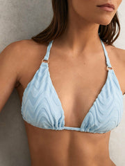 Textured Wave Triangle Bikini Top Blue | Women