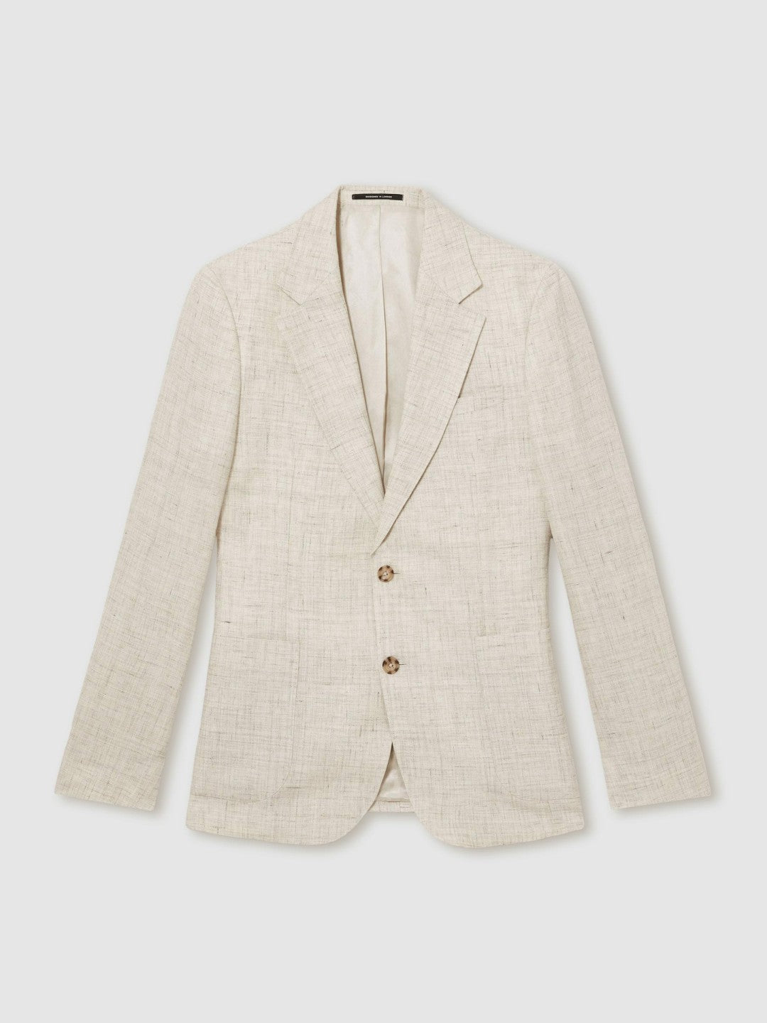 Linen-Cotton Single-Breasted Suit Blazer Slim-Fit Stone | Men