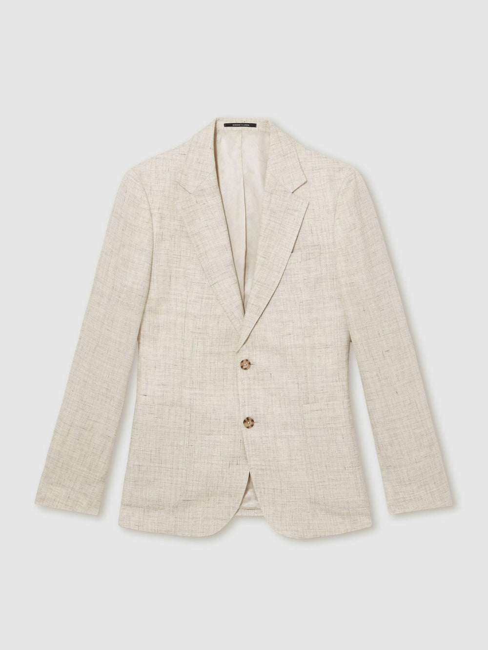 Linen-Cotton Single-Breasted Suit Blazer Slim-Fit Stone | Men