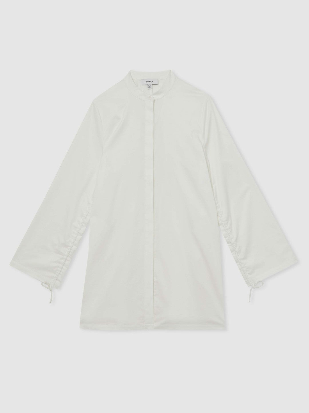 Cotton Gathered Cut-Out Shirt Dress with Stretch Ivory | Women