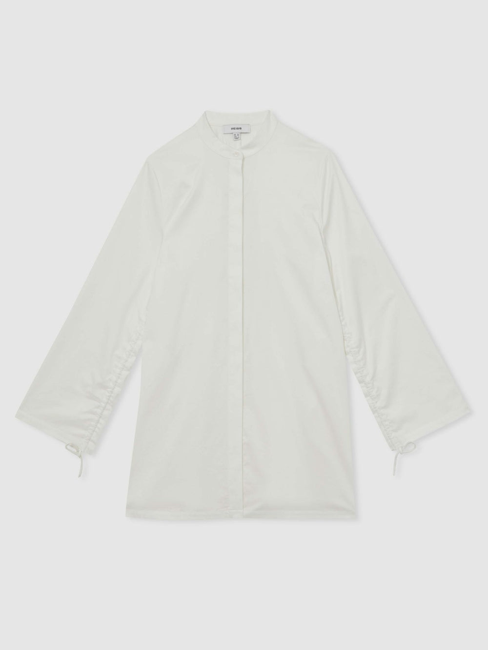 Cotton Gathered Cut-Out Shirt Dress with Stretch Ivory | Women