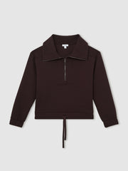 Interlock Half Zip Drawstring Hem Sweatshirt Plum | Women