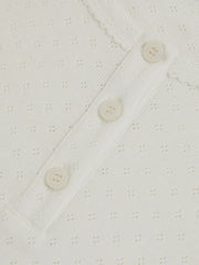 9-13 yrs Cotton Pointelle Button T-Shirt Ivory | Children & Baby