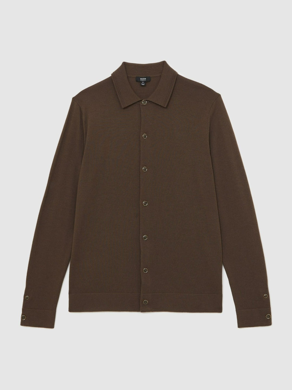 Merino Wool Button-Through Cardigan Chocolate Brown | Men