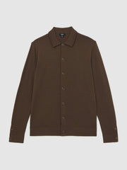 Merino Wool Button-Through Cardigan Chocolate Brown | Men