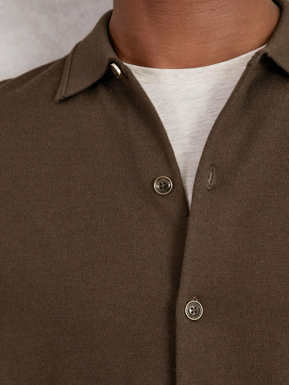 Merino Wool Button-Through Cardigan Chocolate Brown | Men