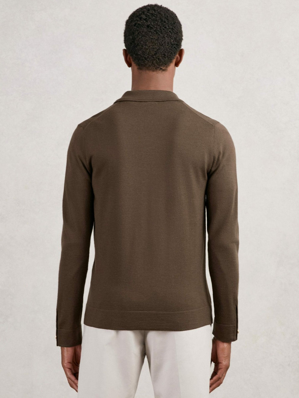 Merino Wool Button-Through Cardigan Chocolate Brown | Men