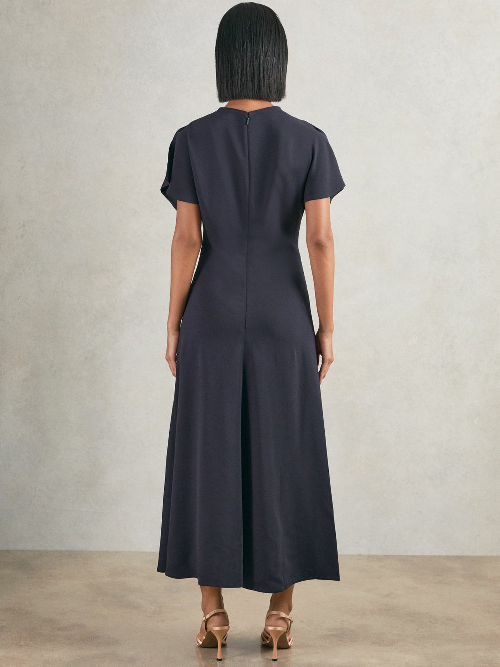 Ruched-Front Midi Dress Navy | Women